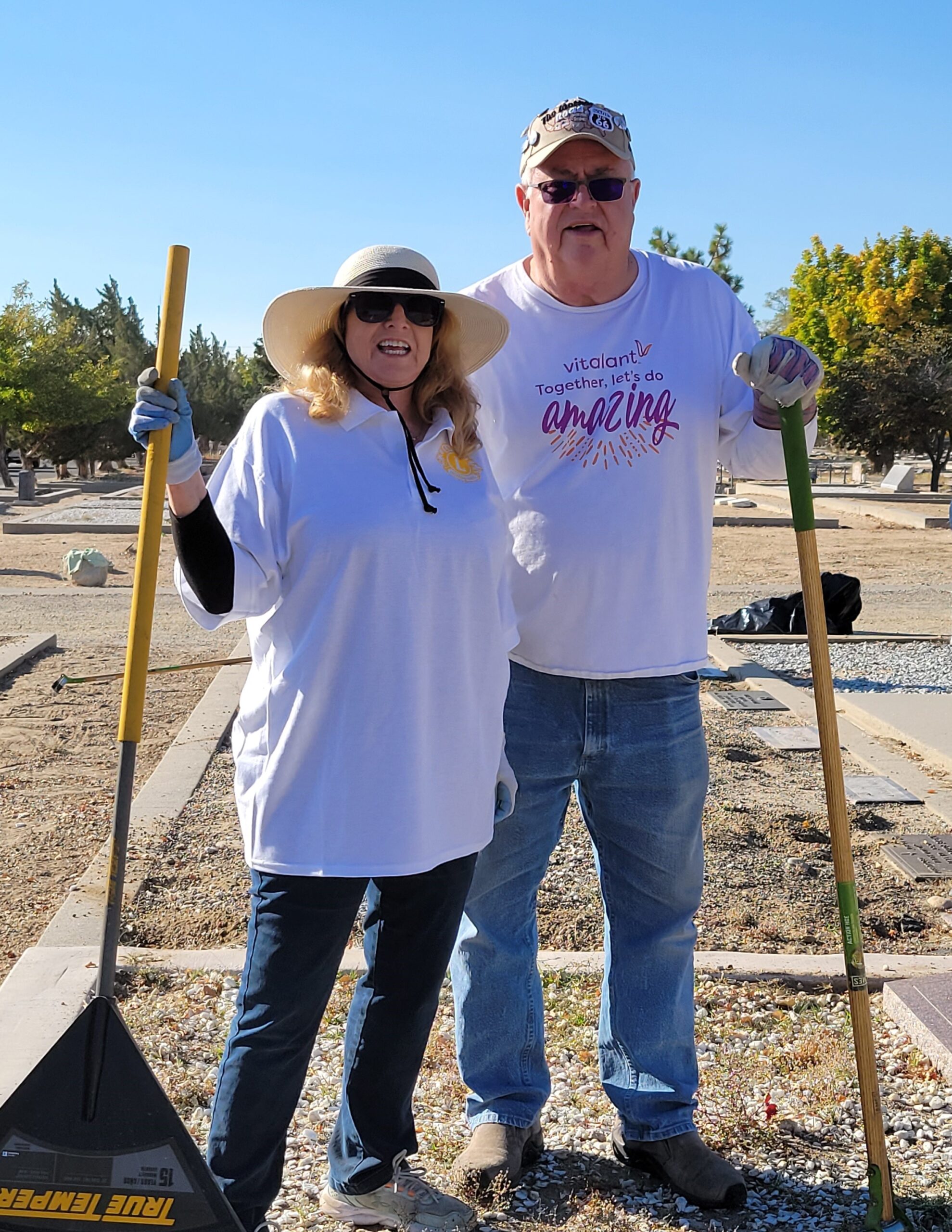 Ken Haskins and Lou Skaggs at Lone Mountain Cemetery clean-up 2023